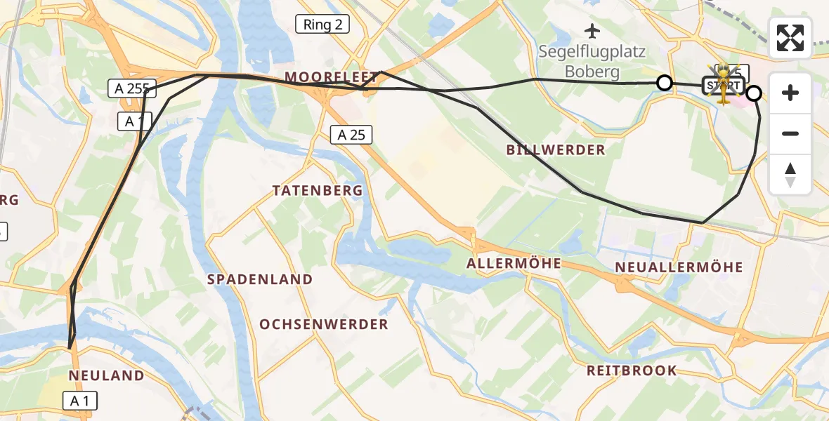 Flugroute Rettungshubschrauber Christoph Hansa ADAC Hubschrauberlandeplatz - Christoph Hansa ADAC Hubschrauberlandeplatz, 05 September 2026, 14:47