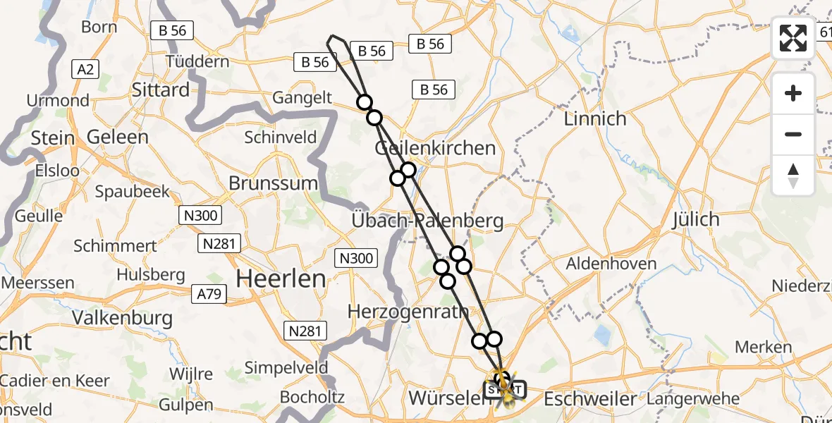 Flugroute Rettungshubschrauber Aachen-Merzbrück Flughafen - Aachen-Merzbrück Flughafen, 05 September 2026, 15:12