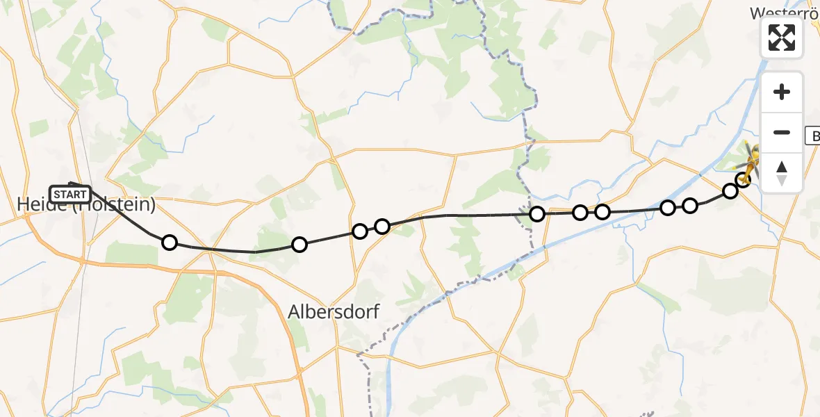 Flugroute Ambulanzhubschrauber Heide - Hörsten, 05 September 2026, 15:13