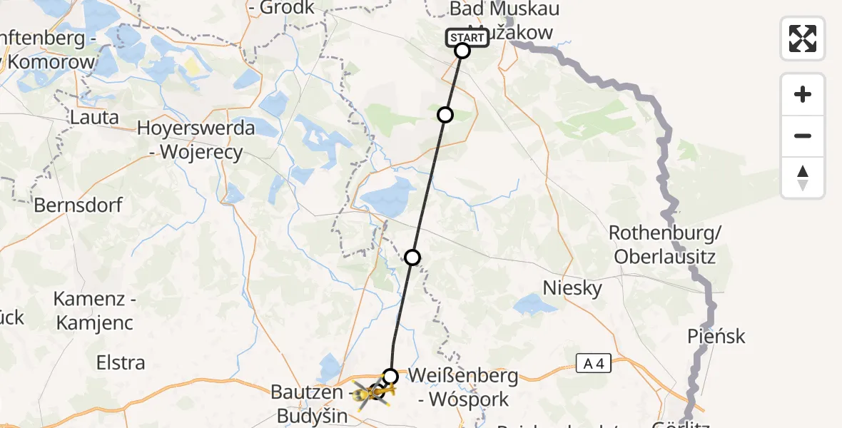 Flugroute Rettungshubschrauber Gablenz - Bautzen Flugplatz, 05 September 2026, 15:31