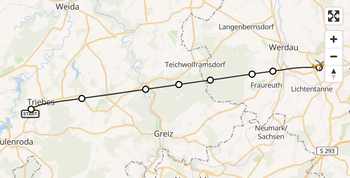 Flugroute Rettungshubschrauber Weißendorf - ADAC Air Rescue Station Zwickau Hubschrauberlandeplatz, 05 September 2026, 15:52
