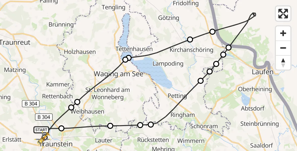 Flugroute Rettungshubschrauber Traunstein - Traunstein Hospital, 05 September 2026, 16:18