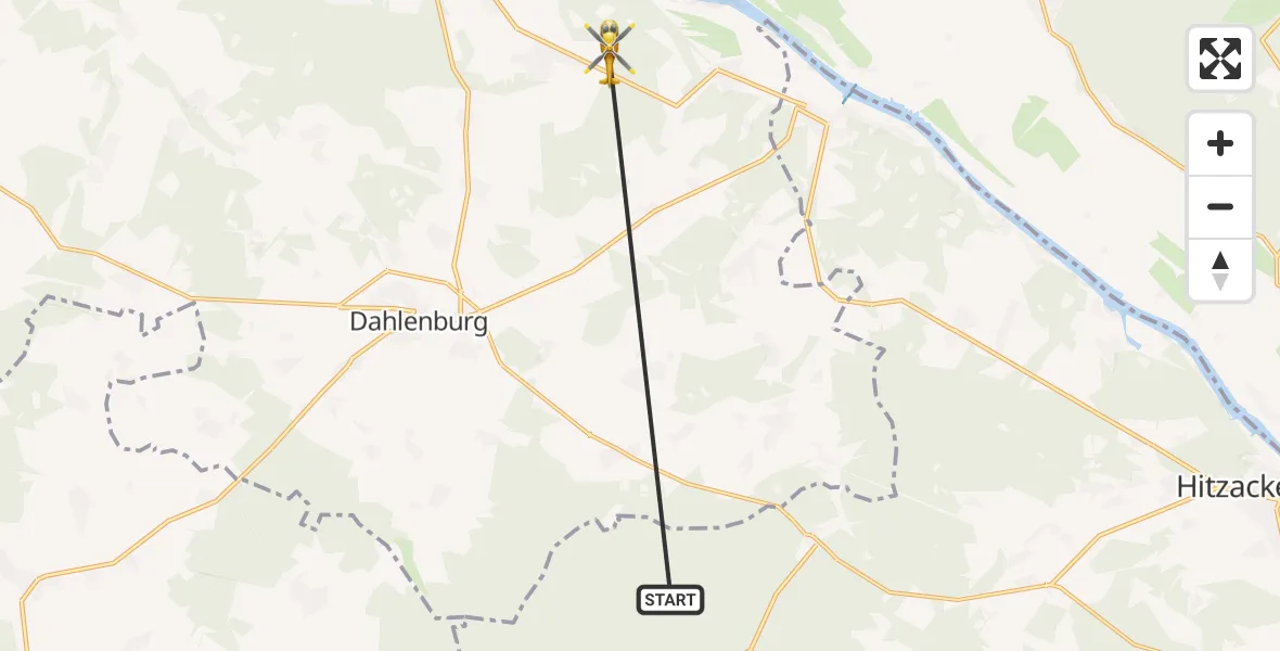 Flugroute Rettungshubschrauber Göhrde - Bleckede, 05 September 2026, 16:45