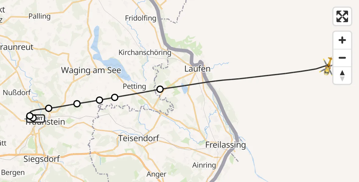 Flugroute Rettungshubschrauber Traunstein Hospital - Laufen, 05 September 2026, 16:48