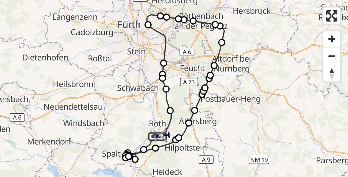 Flugroute Polizeihubschrauber Roth - Flugplatz Roth, 05 September 2026, 17:03