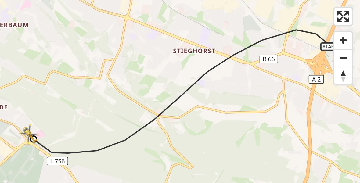 Flugroute Rettungshubschrauber Bielefeld - Luftrettungszentrum Bielefeld, 05 September 2026, 17:27