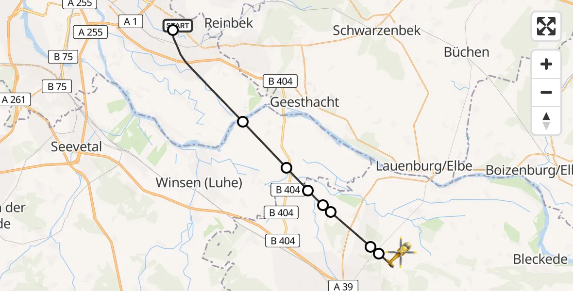 Flugroute Rettungshubschrauber Christoph Hansa ADAC Hubschrauberlandeplatz - Scharnebeck, 05 September 2026, 17:53