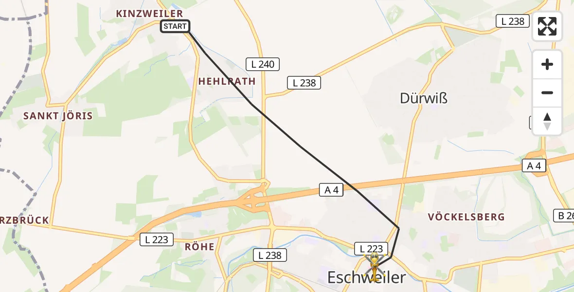 Flugroute Rettungshubschrauber Eschweiler - Eschweiler, 05 September 2026, 18:27