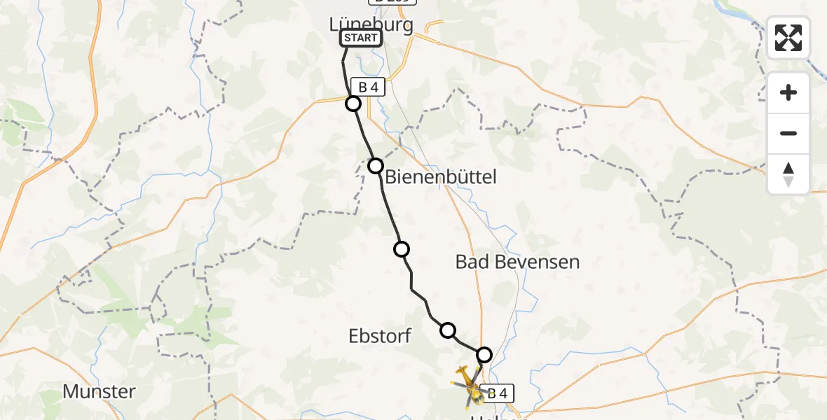 Flugroute Rettungshubschrauber Lüneburg - Uelzen, 05 September 2026, 18:58