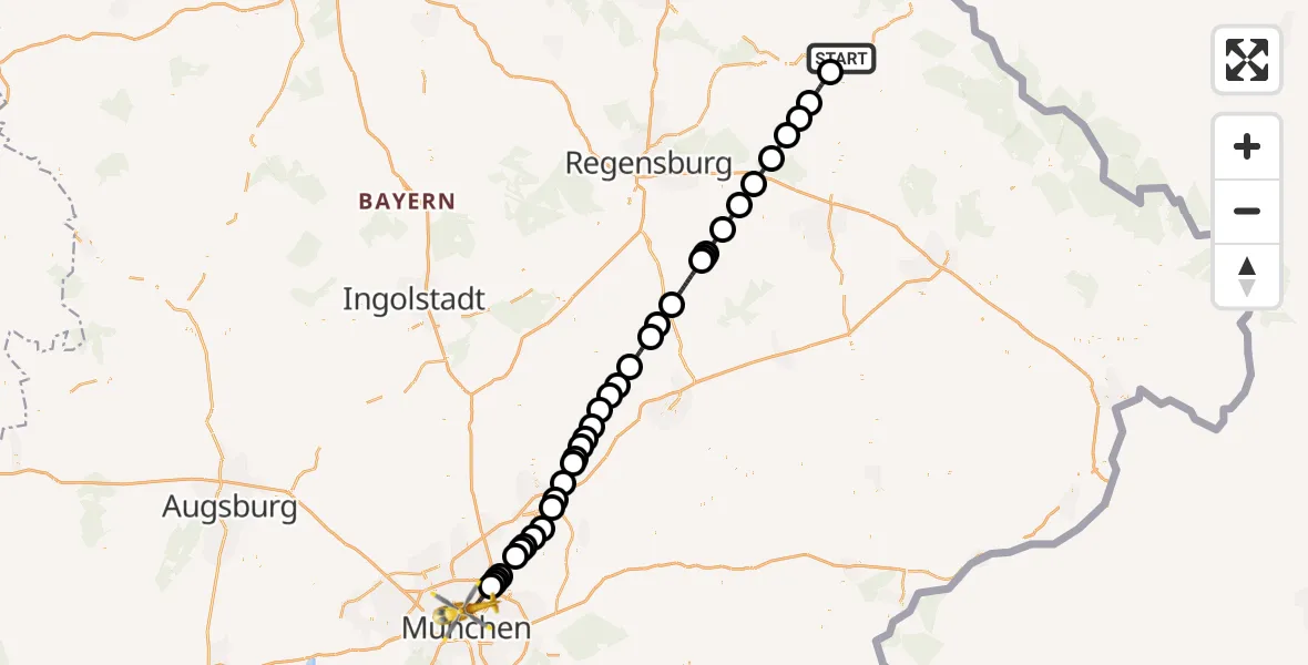 Flugroute Rettungshubschrauber Cham - München, 05 September 2026, 19:12