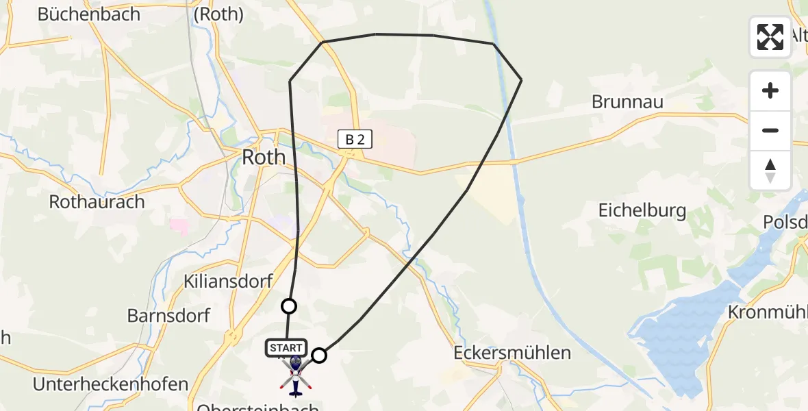 Flugroute Polizeihubschrauber Flugplatz Roth - Flugplatz Roth, 05 September 2026, 21:23