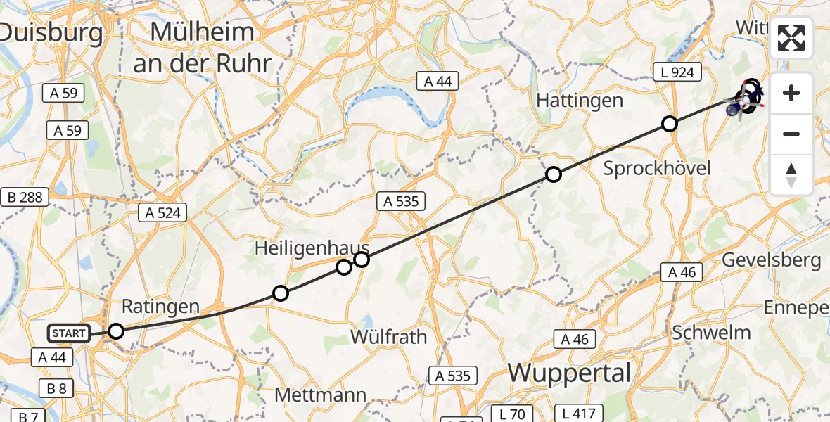 Flugroute Polizeihubschrauber Düsseldorf Flughafen - Wetter (Ruhr), 06 September 2026, 05:27