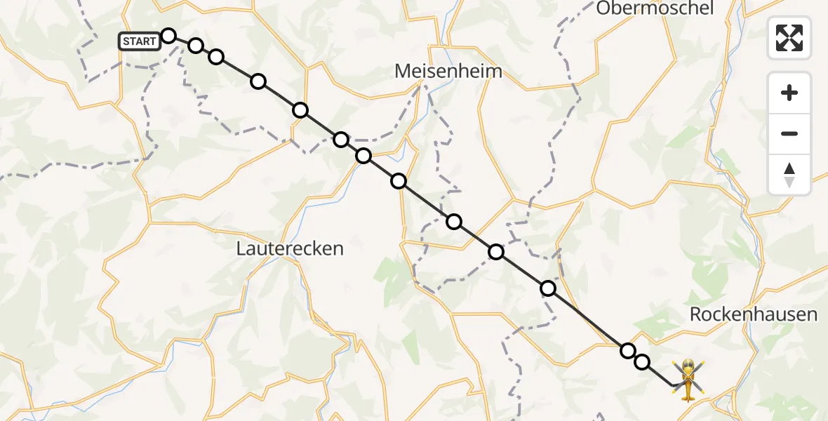 Flugroute Rettungshubschrauber Otzweiler - Rockenhausen, 06 September 2026, 05:36