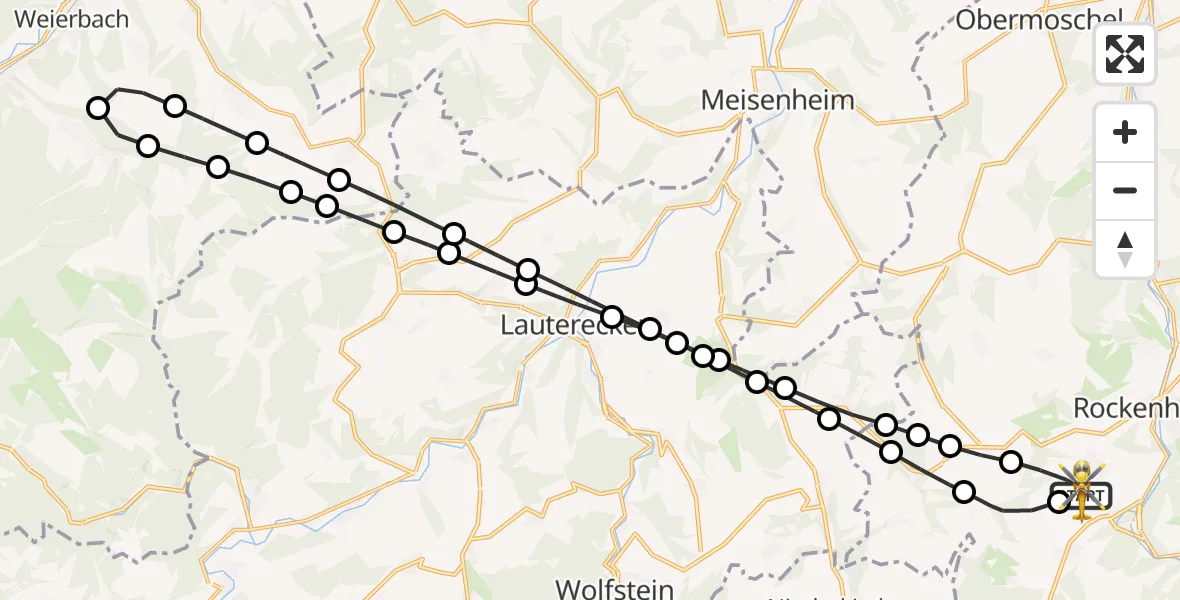 Flugroute Rettungshubschrauber Rockenhausen - Rockenhausen, 06 September 2026, 07:06