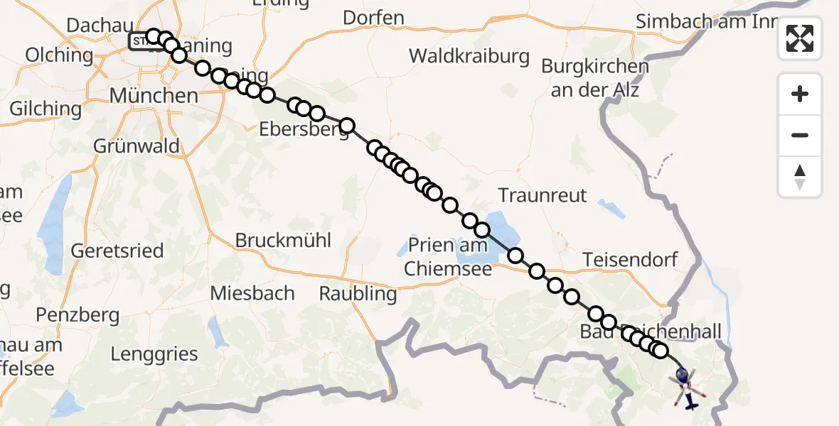Flugroute Polizeihubschrauber Oberschleissheim Hubschrauberlandeplatz - Bischofswiesen, 06 September 2026, 08:23
