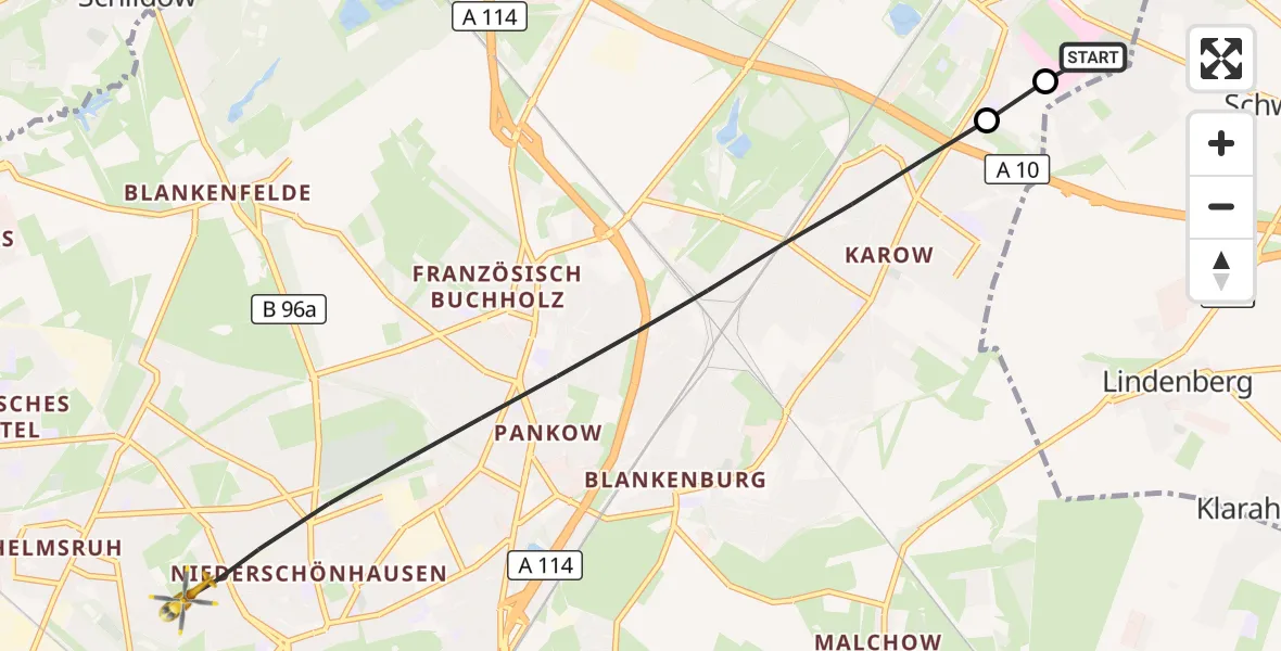 Flugroute Rettungshubschrauber Helios Clinic Berlin-Buch - Berlin, 06 September 2026, 08:39