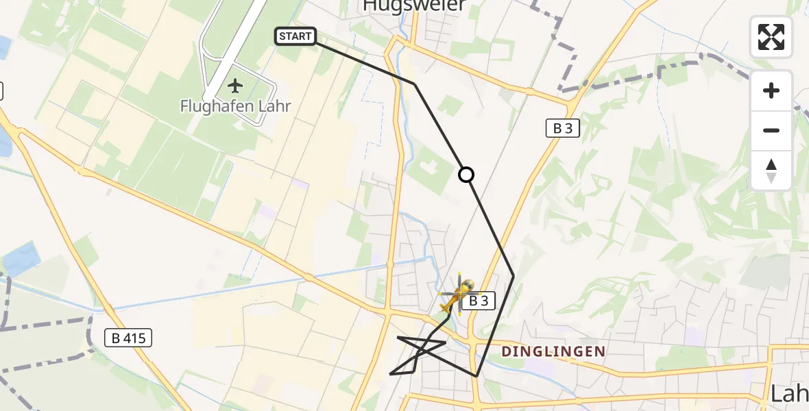 Flugroute Rettungshubschrauber Lahr Flughafen - Lahr/Schwarzwald, 06 September 2026, 09:35