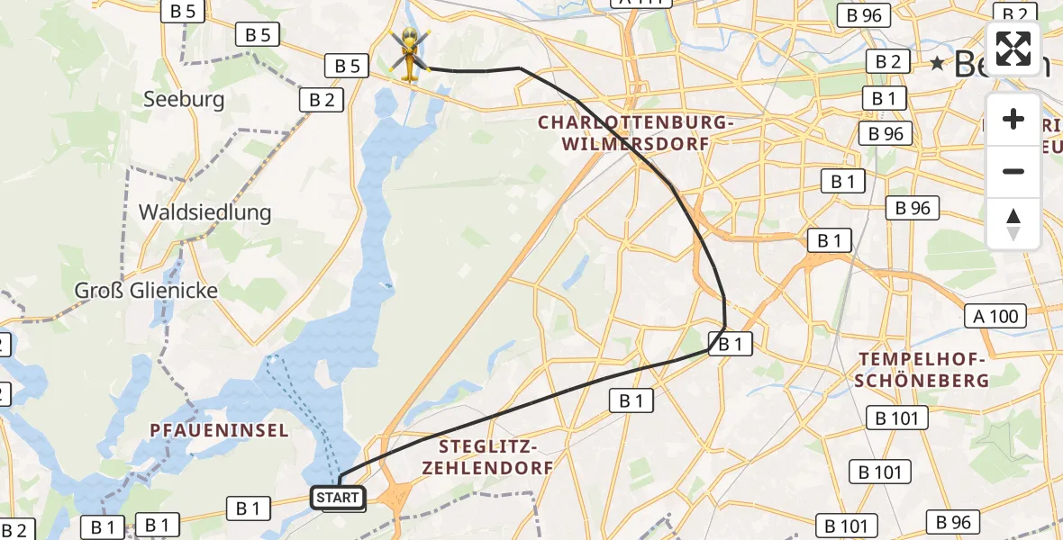 Flugroute Rettungshubschrauber Berlin - Berlin, 06 September 2026, 09:48