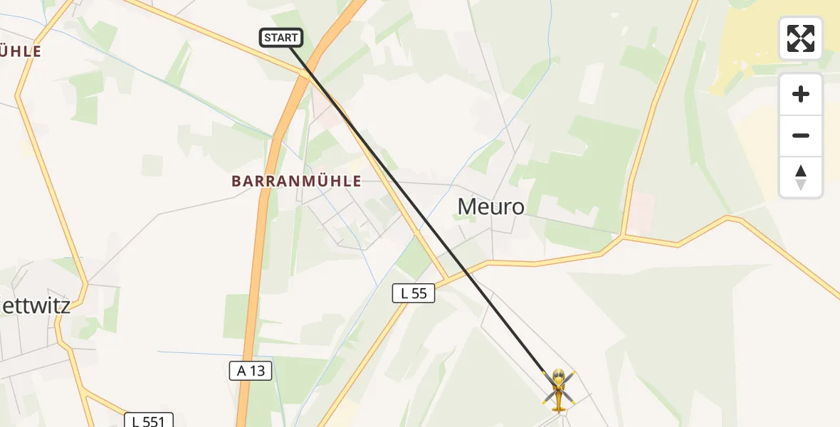 Flugroute Rettungshubschrauber Schipkau - Schipkau, 06 September 2026, 09:53