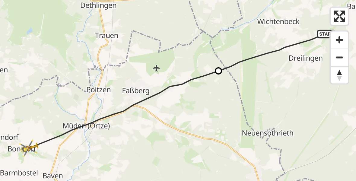 Flugroute Rettungshubschrauber Eimke - Südheide, 06 September 2026, 10:11