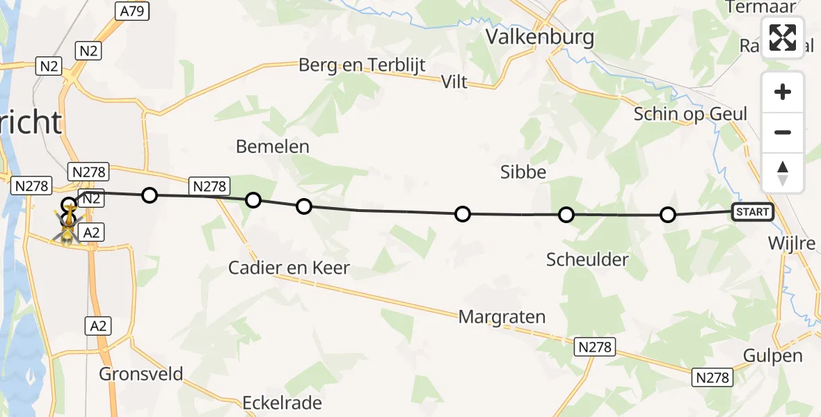 Flugroute Rettungshubschrauber Wijlre - Maastricht UMC+, 06 September 2026, 10:15