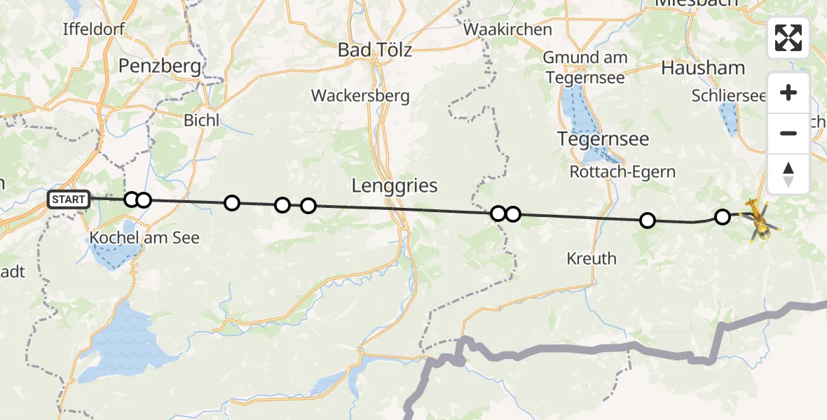 Flugroute Rettungshubschrauber Großweil - Schliersee, 06 September 2026, 10:22