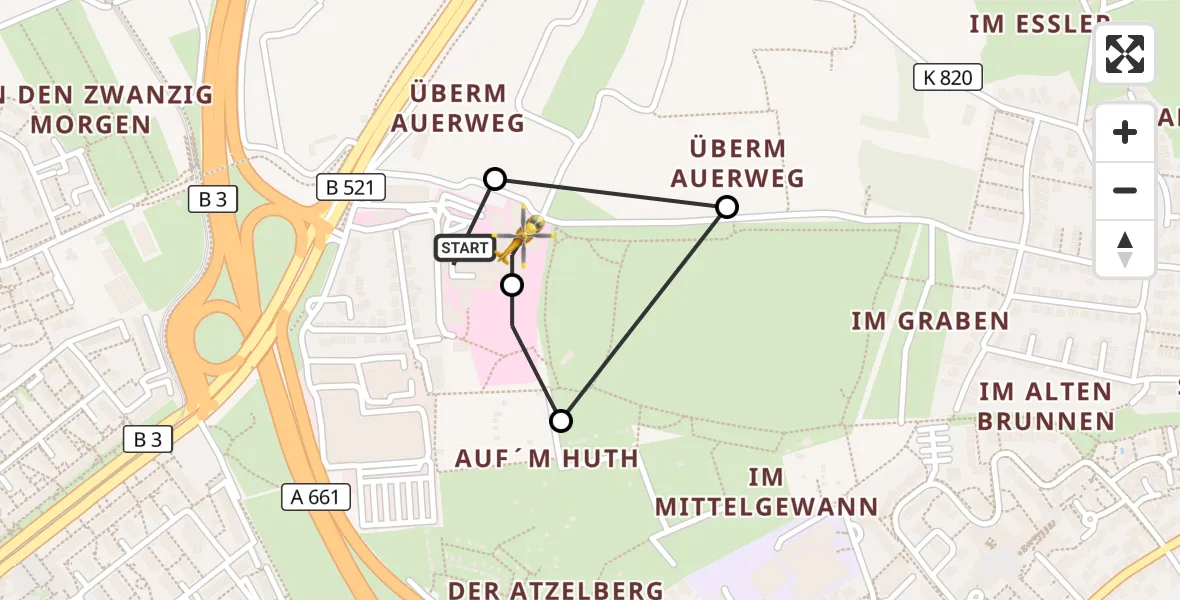 Flugroute Rettungshubschrauber Frankfurt am Main Accident Hospital Roof - Frankfurt am Main Accident Hospital Roof Helipad (CHX2), 06 September 2026, 10:35
