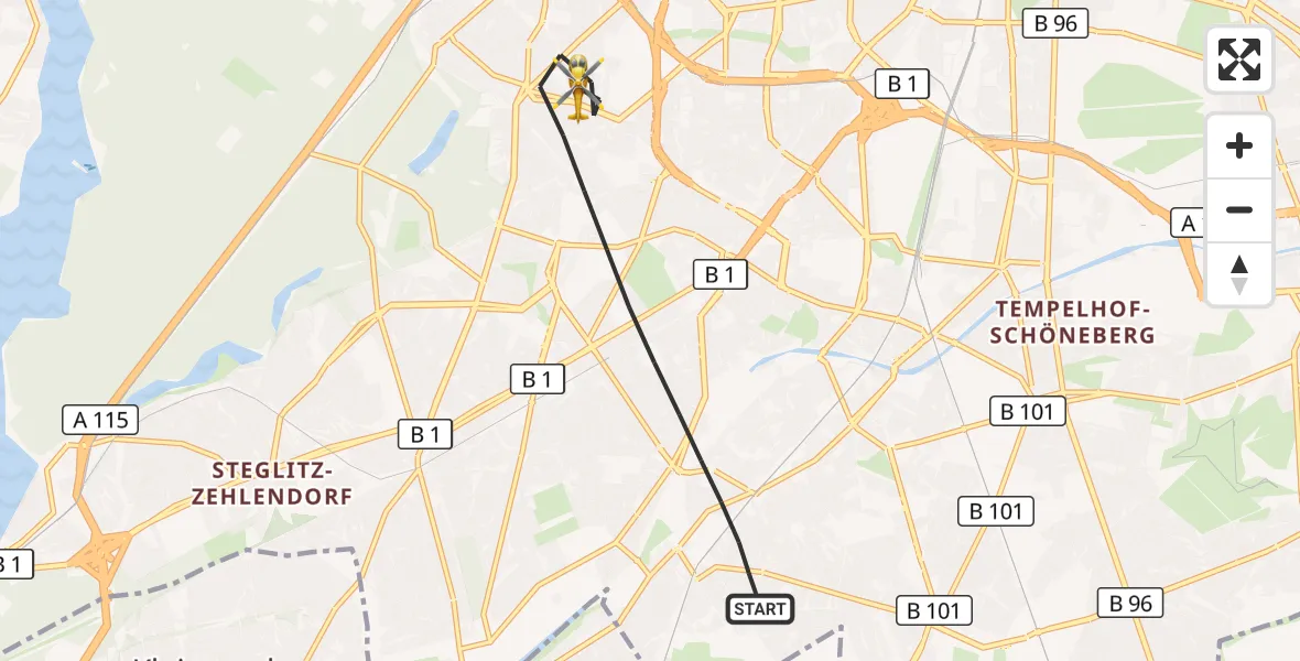Flugroute Rettungshubschrauber Berlin - Berlin, 06 September 2026, 10:58