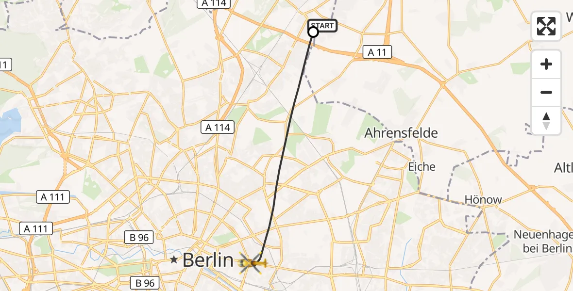 Flugroute Rettungshubschrauber Helios Clinic Berlin-Buch - Berlin, 06 September 2026, 11:36