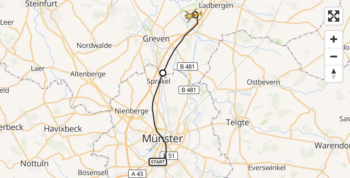 Flugroute Ambulanzhubschrauber Münster - Christoph  Westfalen-ADAC, 06 September 2026, 11:42