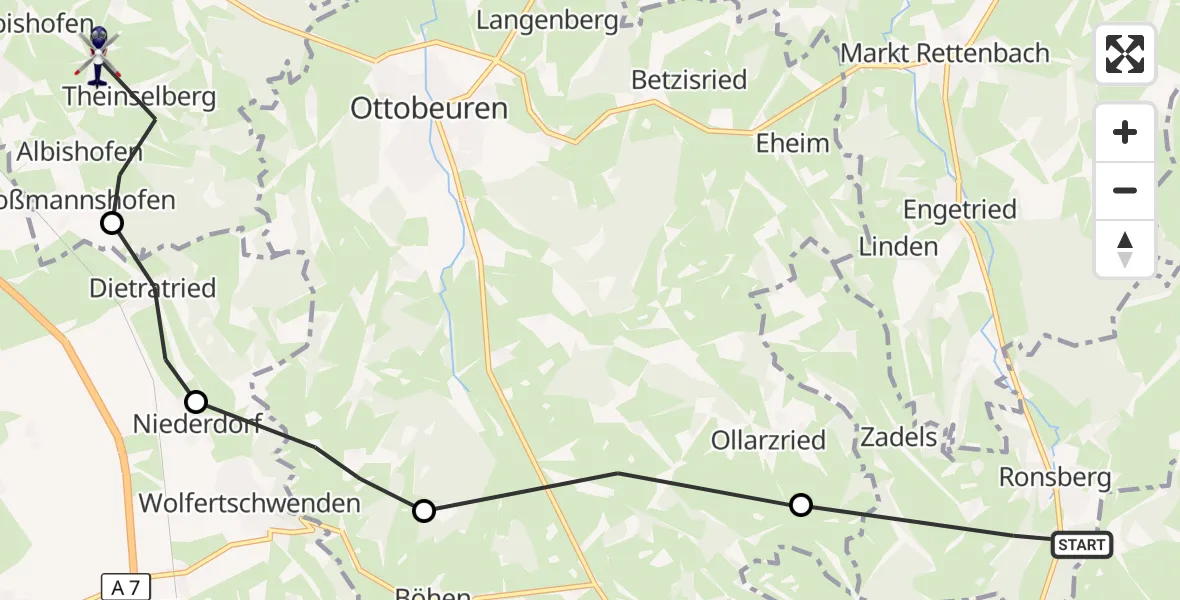 Flugroute Polizeihubschrauber Ronsberg - Lachen, 06 September 2026, 12:48