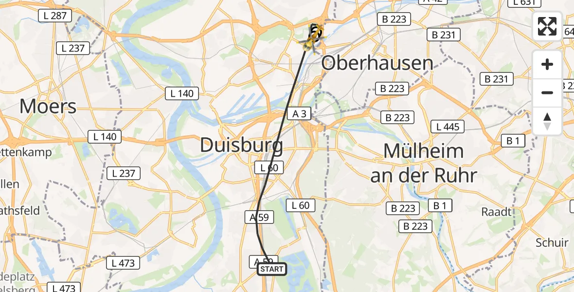 Flugroute Rettungshubschrauber Duisburg - Duisburg, 06 September 2026, 13:08