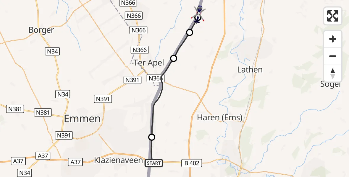 Flugroute Polizeihubschrauber Twist - Dersum, 06 September 2026, 13:44