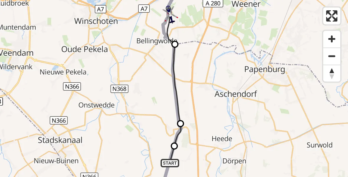 Flugroute Polizeihubschrauber Dersum - Bunde, 06 September 2026, 13:54