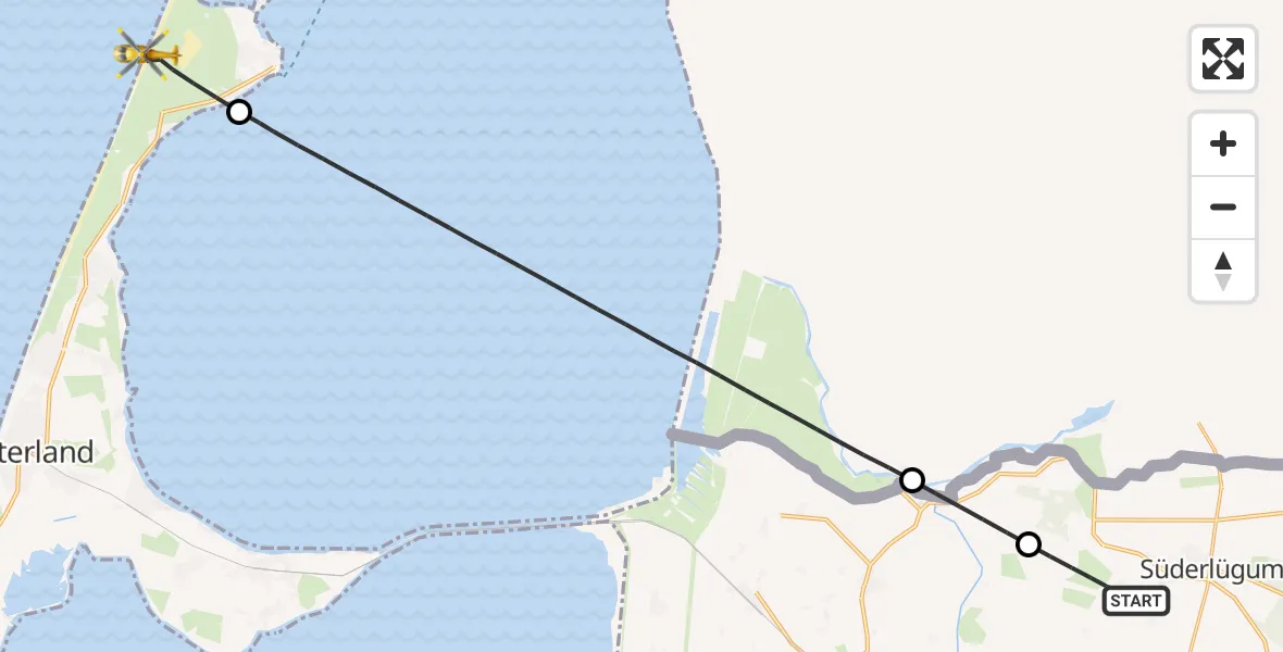 Flugroute Ambulanzhubschrauber Humptrup - List auf Sylt, 06 September 2026, 14:05