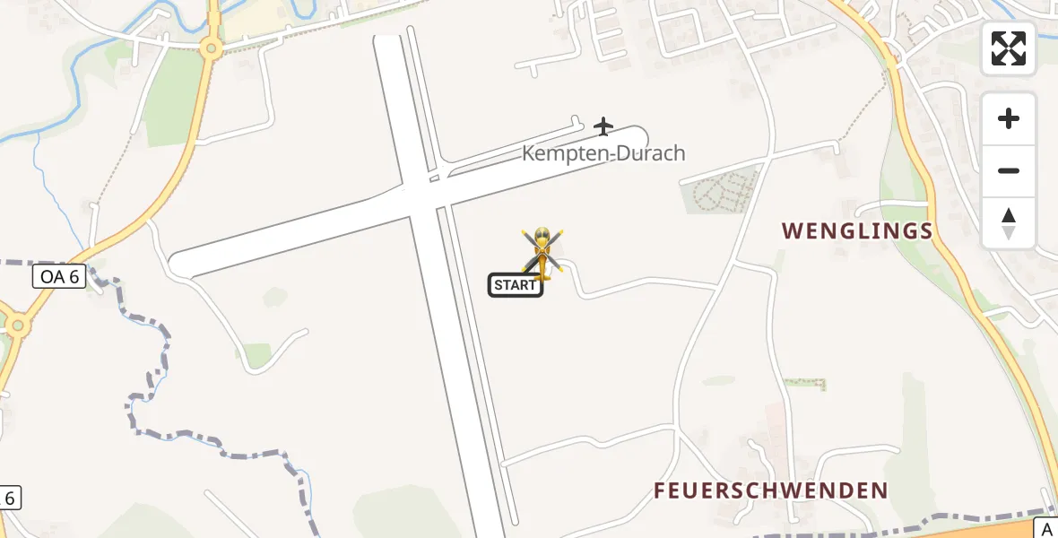 Flugroute Rettungshubschrauber Kempten-Durach Flugplatz - Kempten-Durach Flugplatz, 06 September 2026, 14:46
