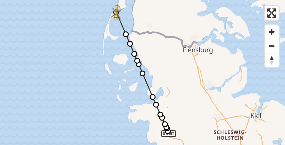Flugroute Ambulanzhubschrauber Heide - List auf Sylt, 06 September 2026, 15:14