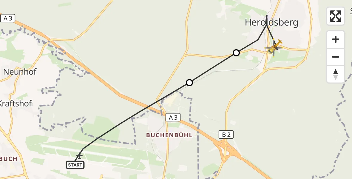 Flugroute Ambulanzhubschrauber Flughafen Nuremberg - Heroldsberg, 06 September 2026, 15:26