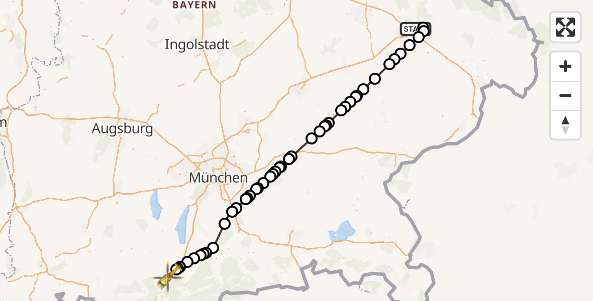Flugroute Rettungshubschrauber Deggendorf - Murnau a.Staffelsee, 06 September 2026, 15:32