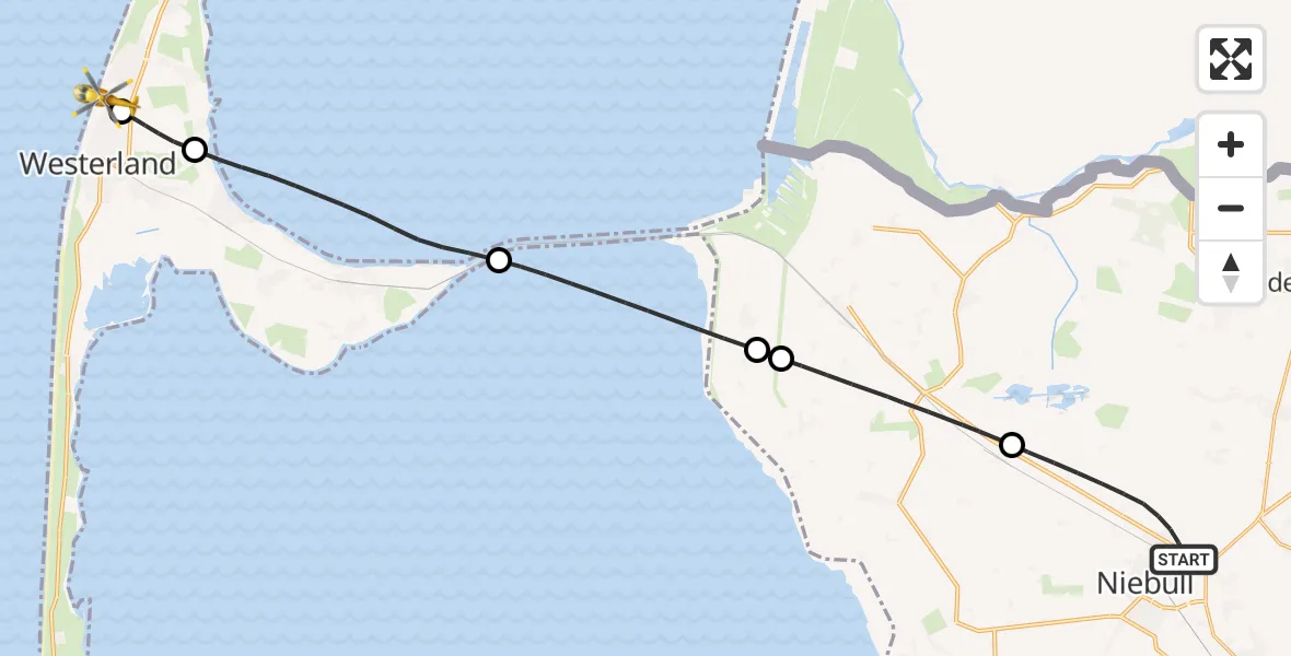 Flugroute Ambulanzhubschrauber Niebüll - Sylt, 06 September 2026, 16:11