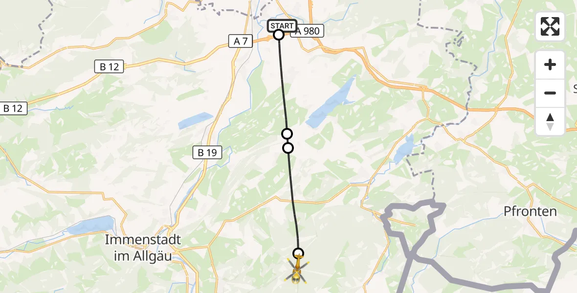 Flugroute Rettungshubschrauber Kempten-Durach Flugplatz - Sonthofen, 06 September 2026, 16:18