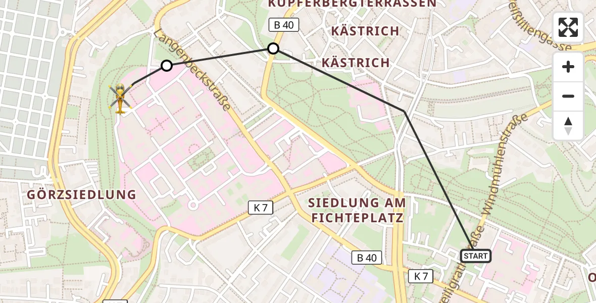 Flugroute Rettungshubschrauber Mainz - Mainz University Hospital, 06 September 2026, 16:46