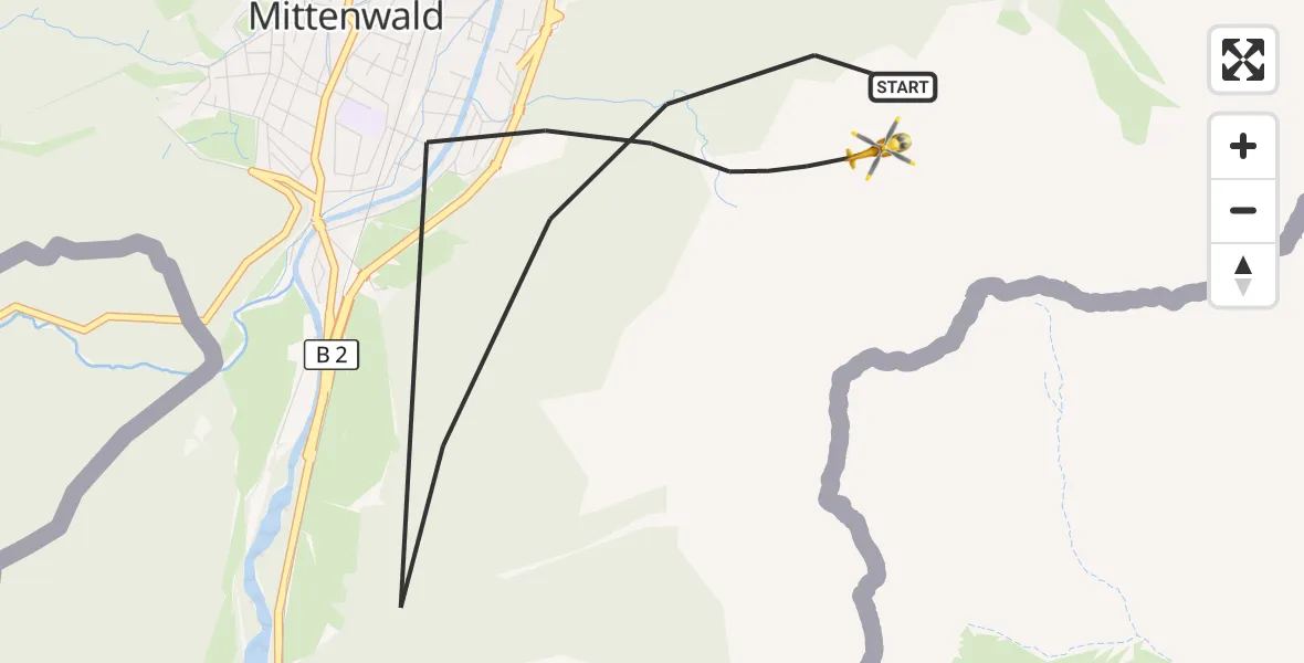 Flugroute Rettungshubschrauber Mittenwald - Mittenwald, 06 September 2026, 17:32