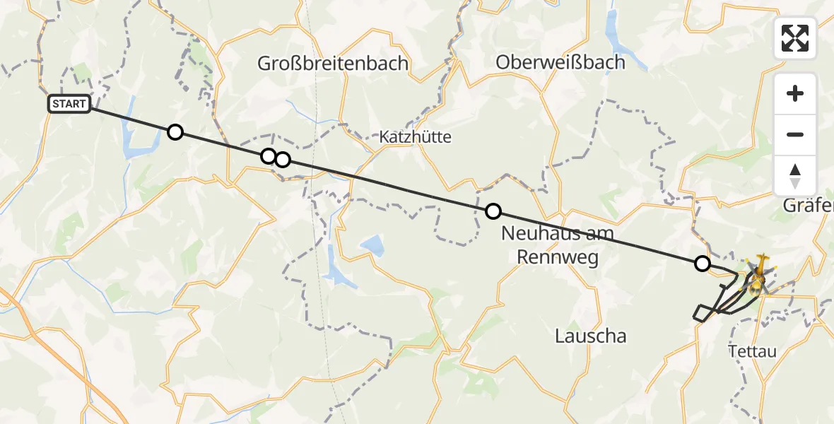 Flugroute Rettungshubschrauber Schleusingen - Sonneberg, 06 September 2026, 17:32
