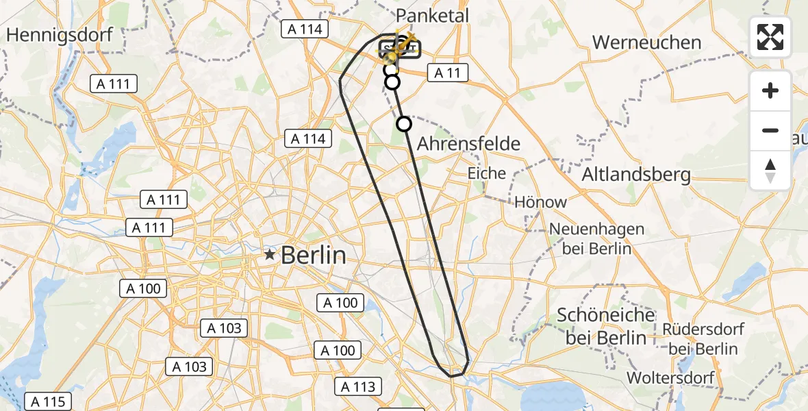 Flugroute Rettungshubschrauber Helios Clinic Berlin-Buch - Helios Clinic Berlin-Buch, 06 September 2026, 17:38