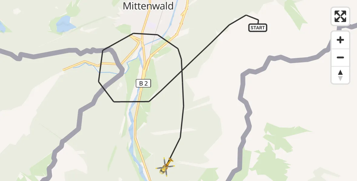Flugroute Rettungshubschrauber Mittenwald - Mittenwald, 06 September 2026, 17:40