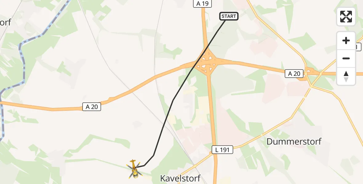 Flugroute Ambulanzhubschrauber Dummerstorf - Dummerstorf, 06 September 2026, 17:47
