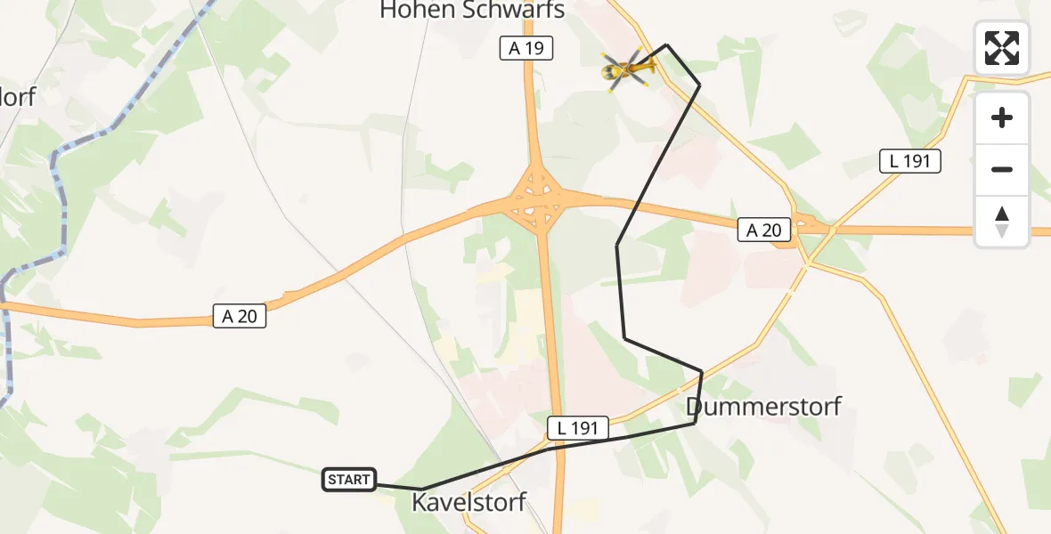 Flugroute Ambulanzhubschrauber Dummerstorf - Dummerstorf, 06 September 2026, 18:11