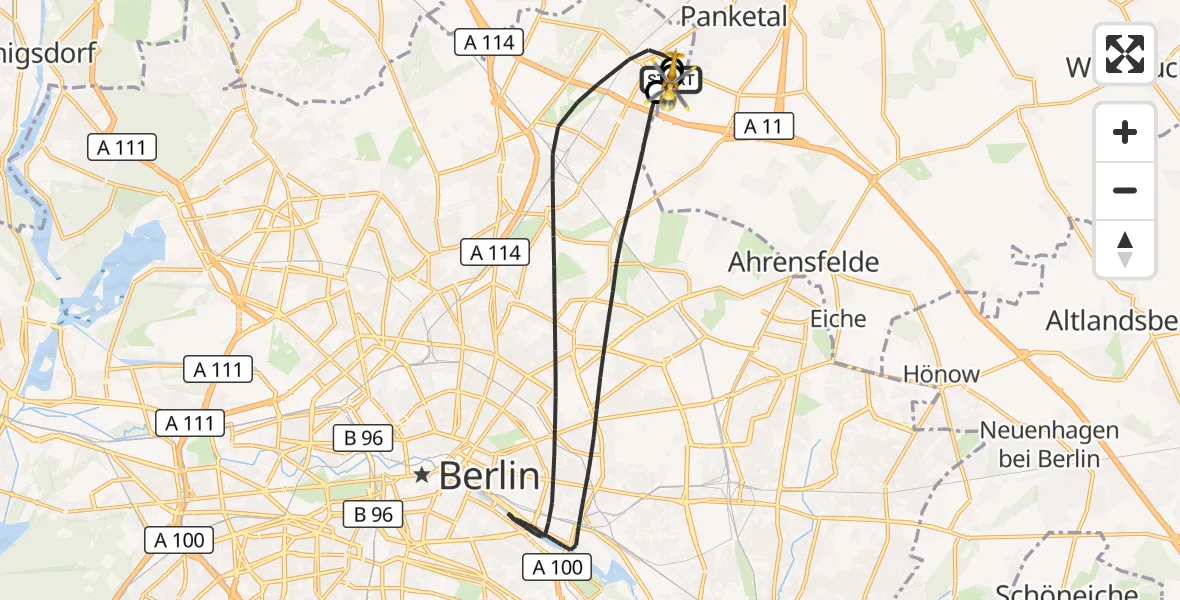 Flugroute Rettungshubschrauber Helios Clinic Berlin-Buch - Helios Clinic Berlin-Buch, 06 September 2026, 18:31