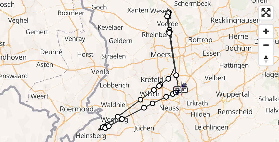 Flugroute Polizeihubschrauber Düsseldorf Flughafen - Düsseldorf Flughafen, 06 September 2026, 20:38